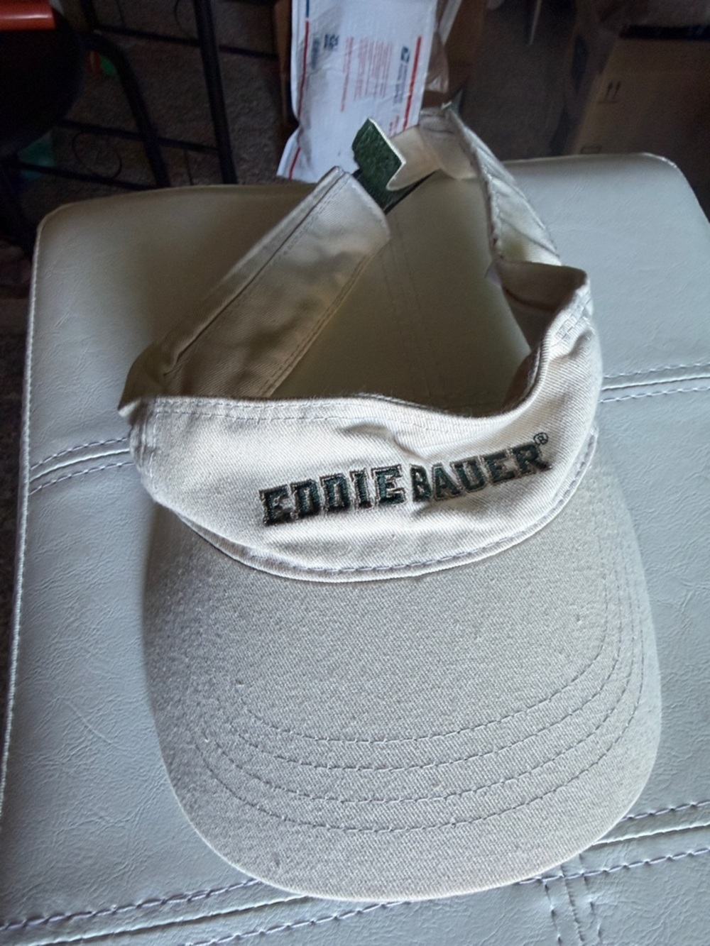 Eddie Bauer vintage Cream Visor with Embroidered Logo